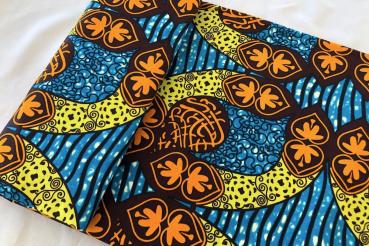 LIME ORANGE Afrikanischer Wax Print Stoff